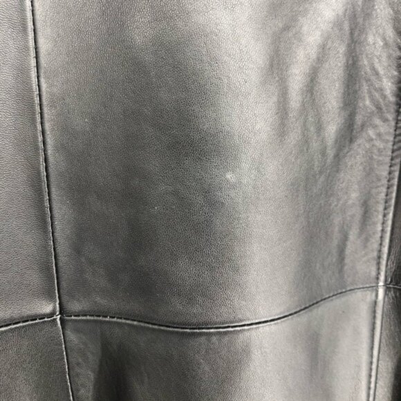 90’s Vintage Black Lambskin Leather Blue Fox Fur Collar Trim Jacket - Picture 9 of 14